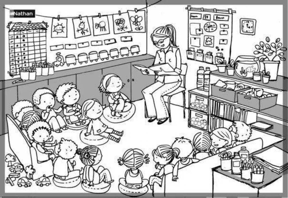 Coloring book of a flower-obsessed kindergarten teacher