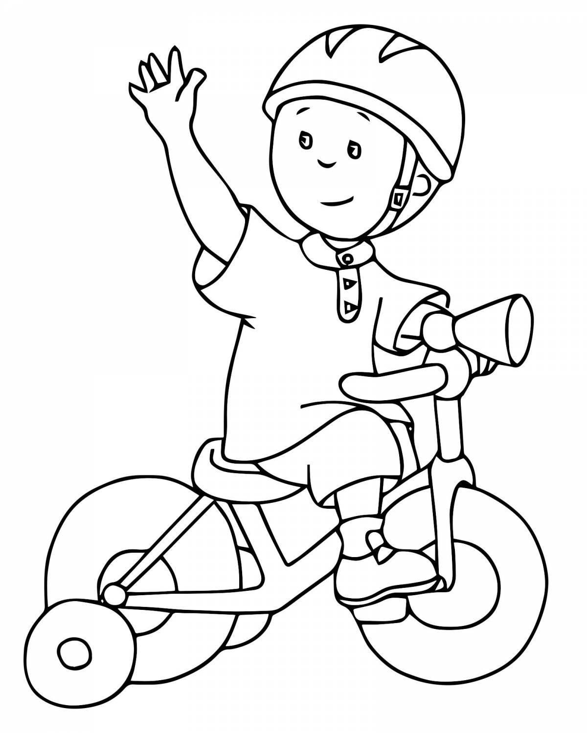 Фото Красочный мальчик на велосипеде