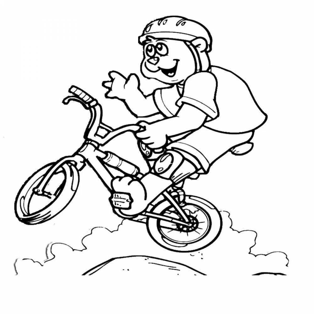 Dazzling boy on a bike