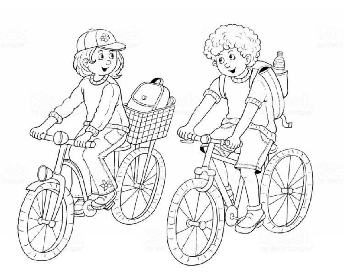 Фото Смелый мальчик на велосипеде