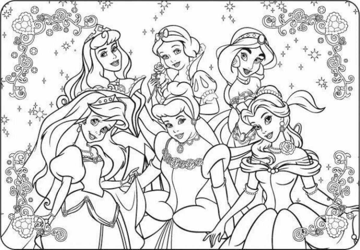 Фото Гламурная раскраска всех принцесс диснея