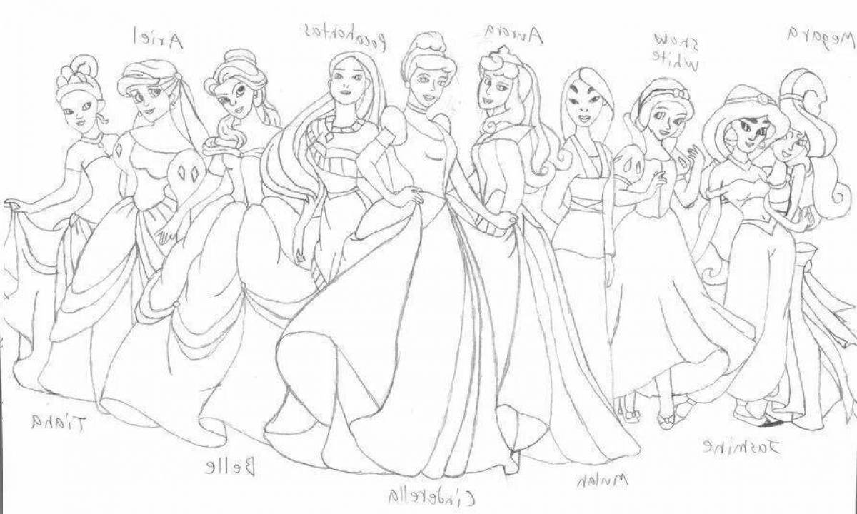 Фото Элегантная раскраска всех принцесс диснея