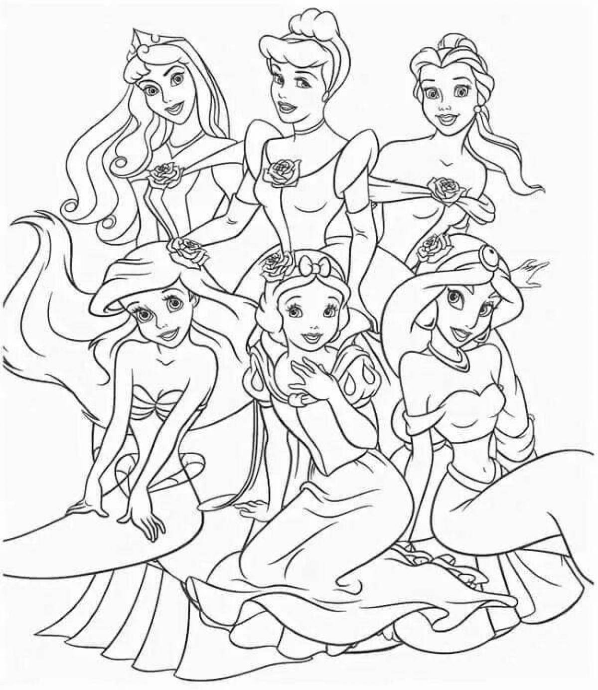Фото Большая страница раскраски всех принцесс диснея