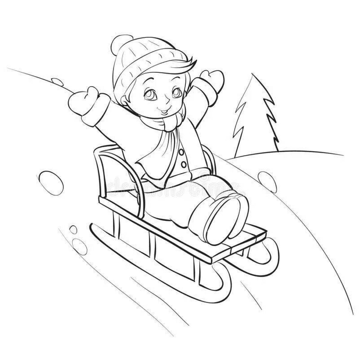 Holiday coloring for sledding