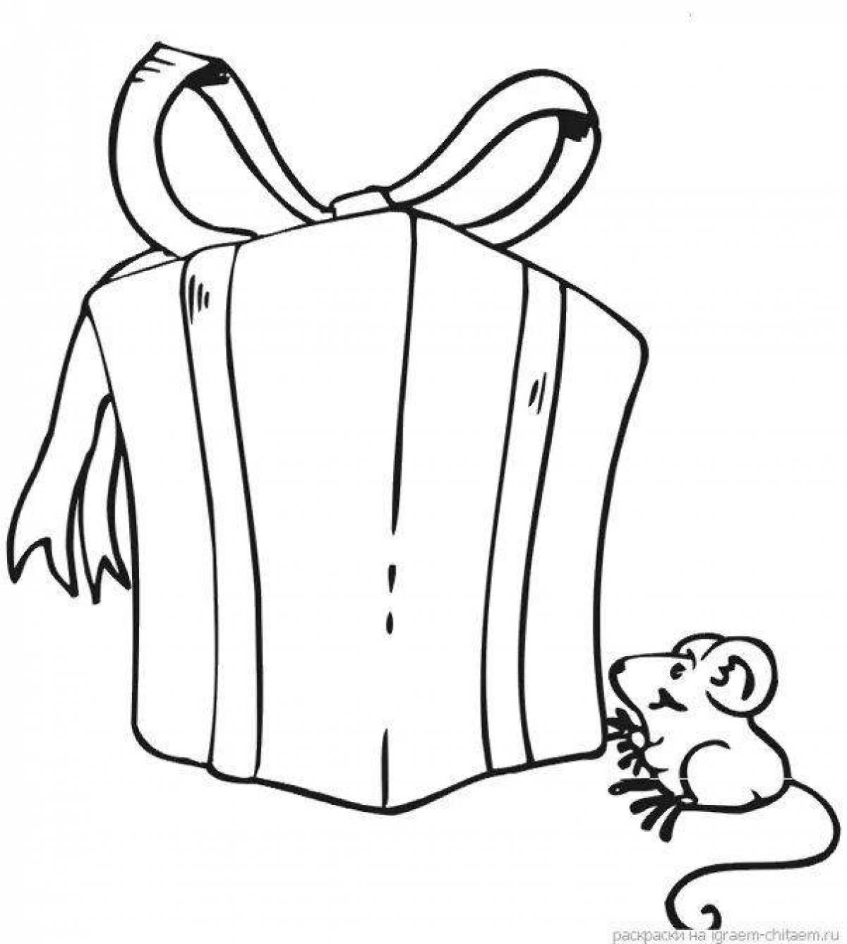 Bright coloring page bag with gifts