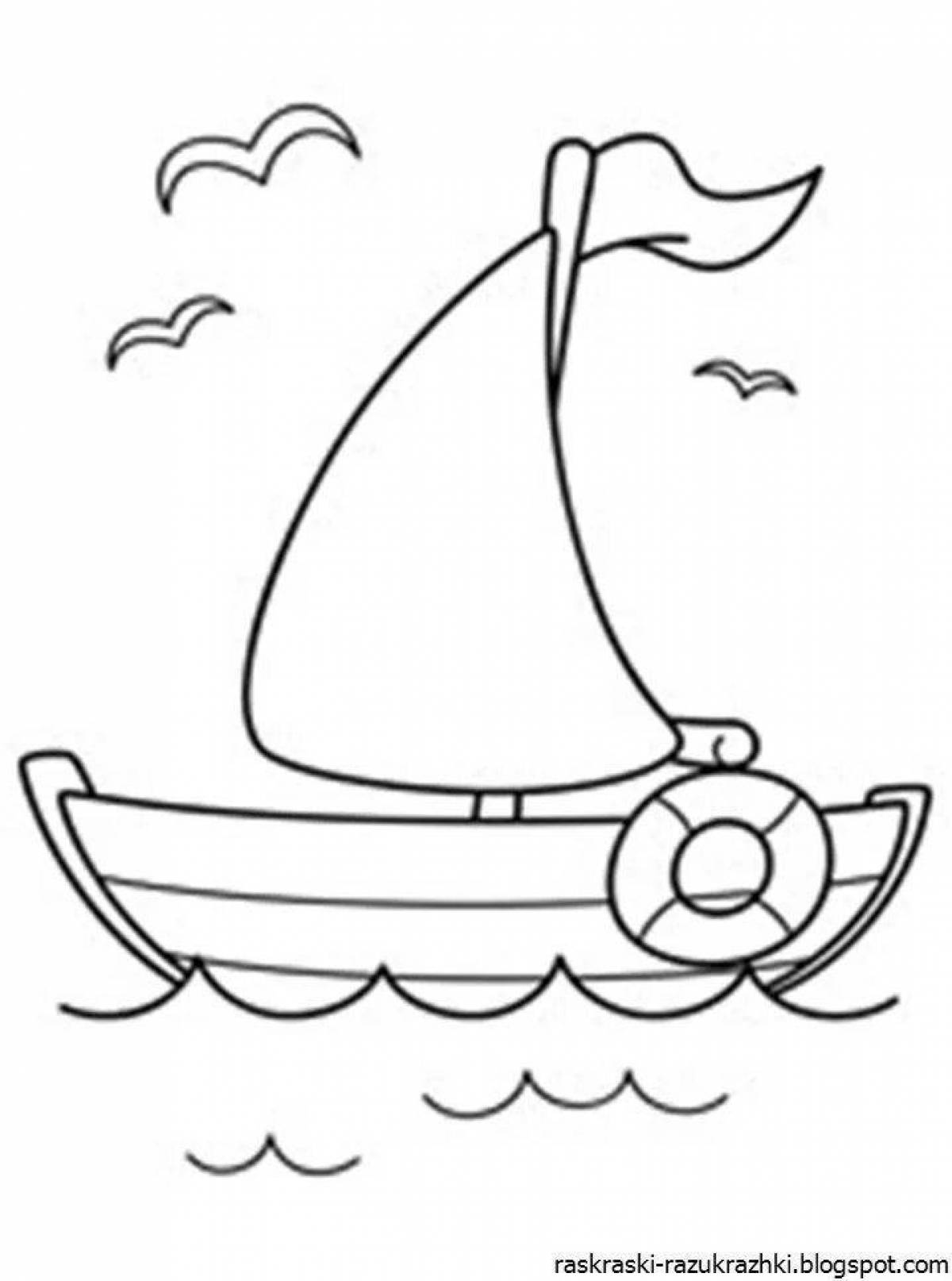 Фото Красочная страница раскраски лодки для детей