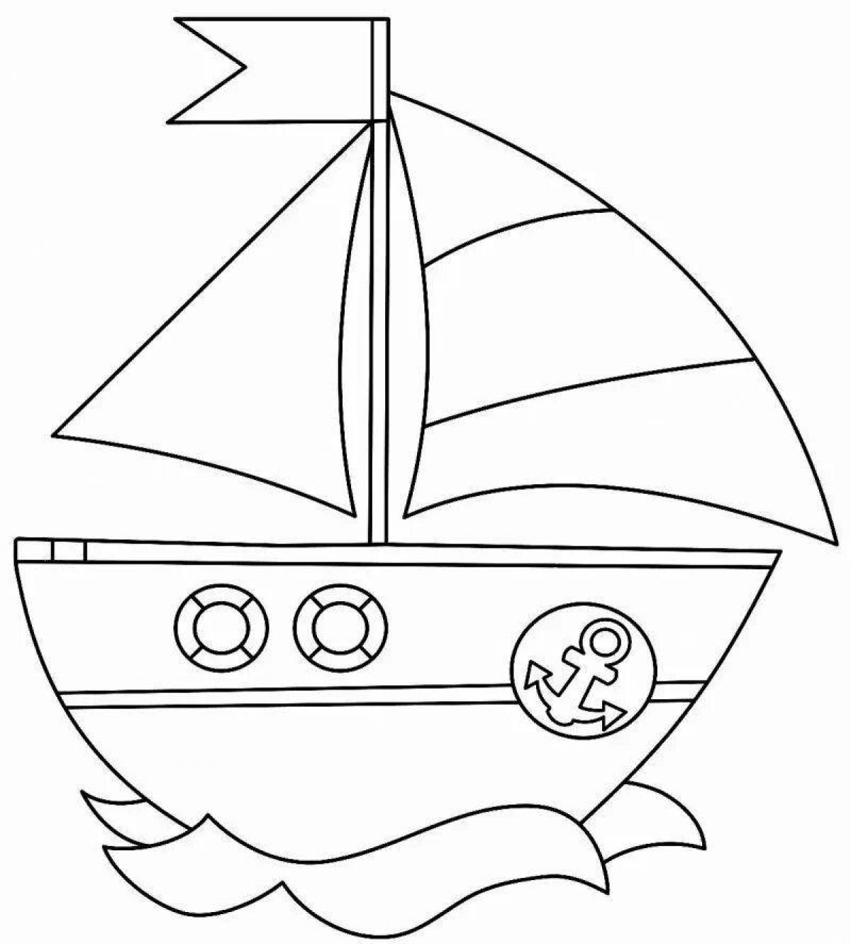 Фото Яркая раскраска лодки для детей