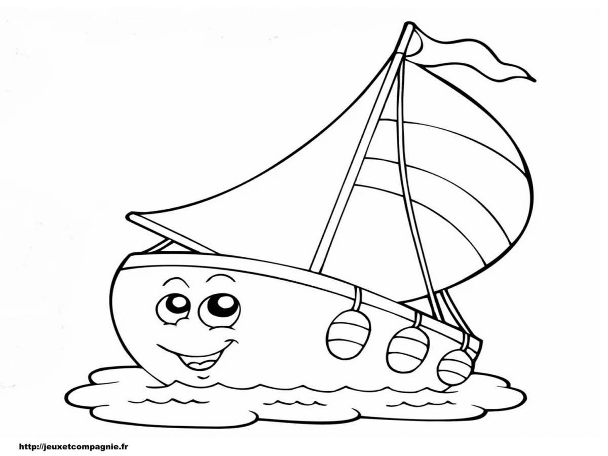 Фото Раскраска веселая лодка для детей