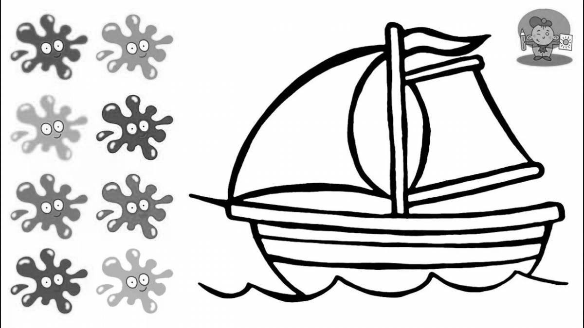 Фото Игривая страница раскраски лодки для детей