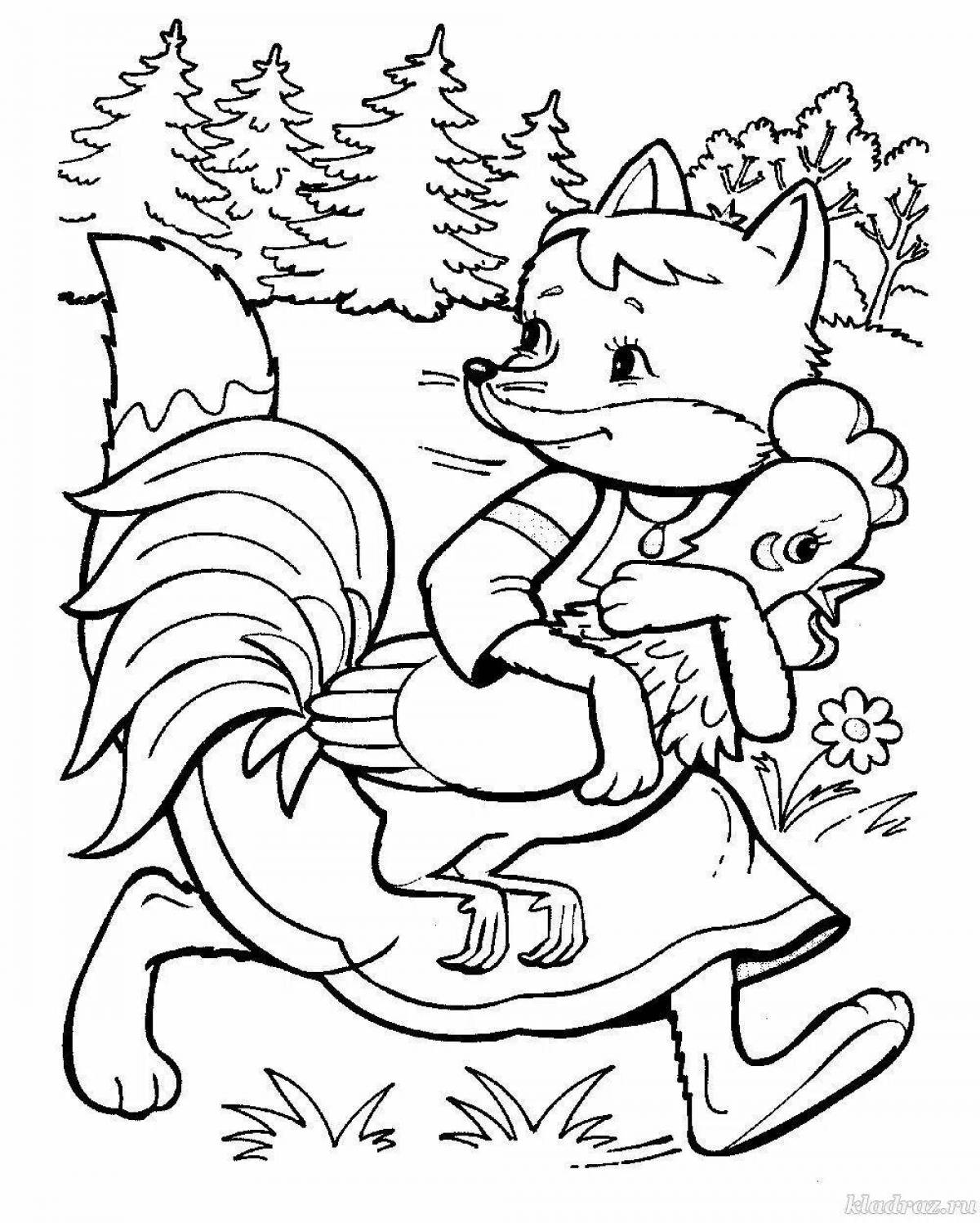 Dazzling coloring fox from a fairy tale