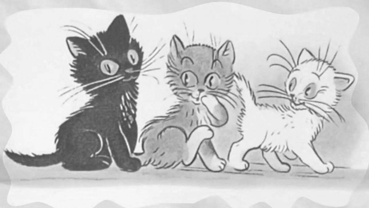 Фото Раскраска сладкие три сутеевых котята