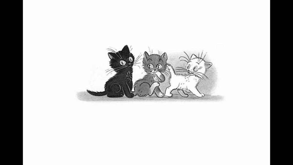 Фото Восхитительные раскраски «три котенка сутеева»