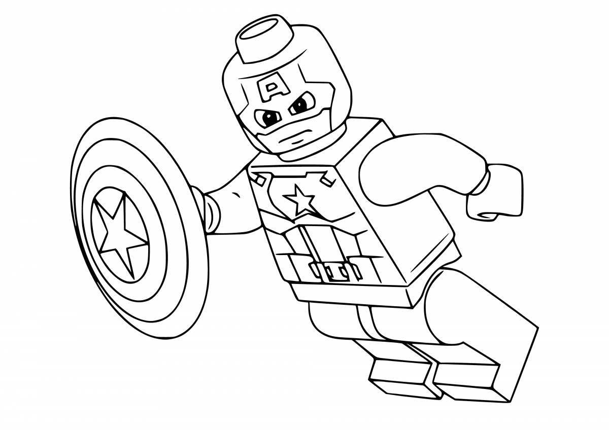 Colorful lego captain america coloring page
