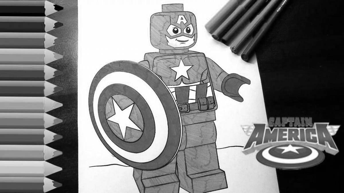 Incredible coloring lego captain america