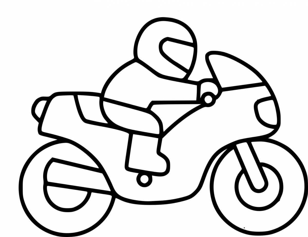 Фото Игривая страница раскраски мотоцикла для малышей