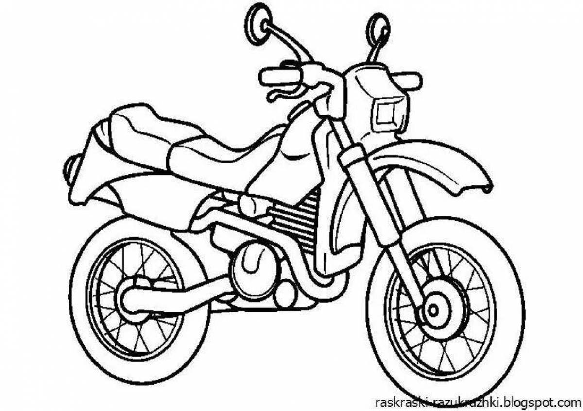 Фото Анимированная страница раскраски мотоцикла для малышей