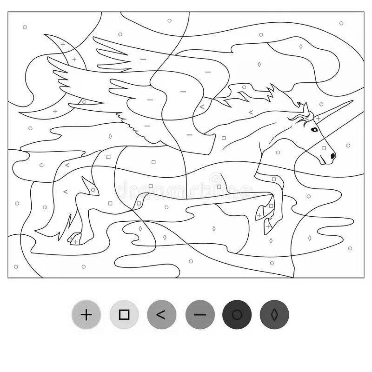 Radiant unicorn coloring by numbers