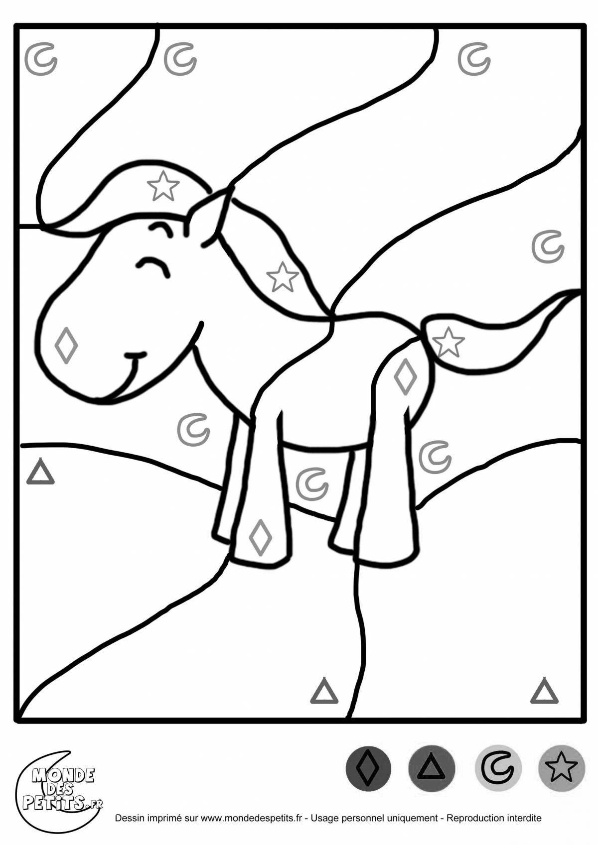 Playful unicorn coloring by numbers