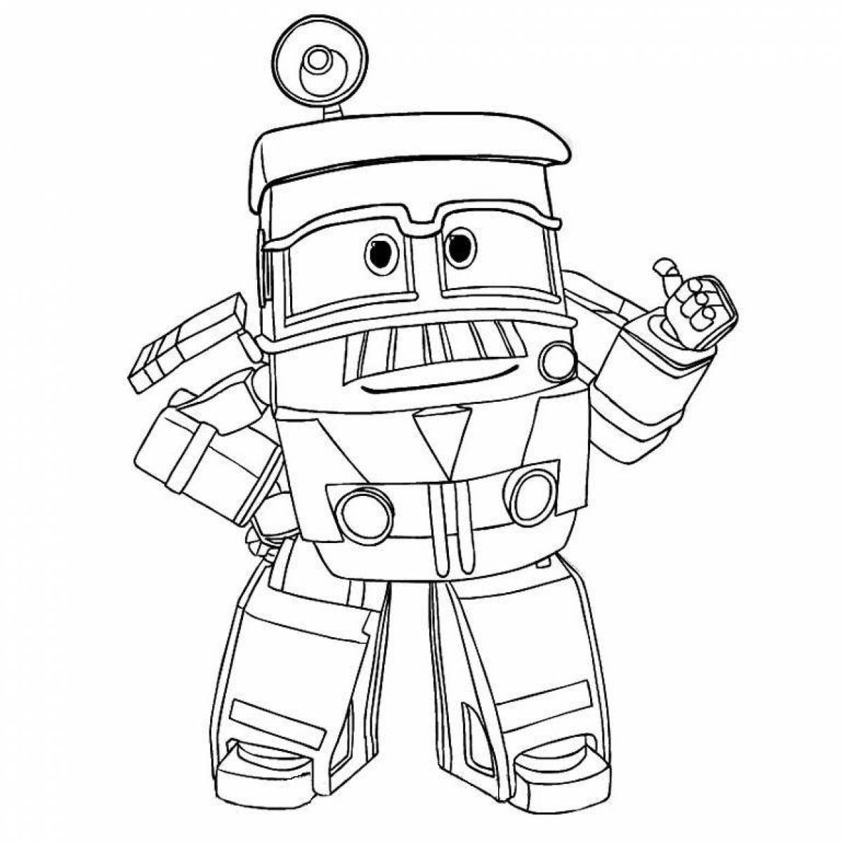 Colorful duke train robot coloring page