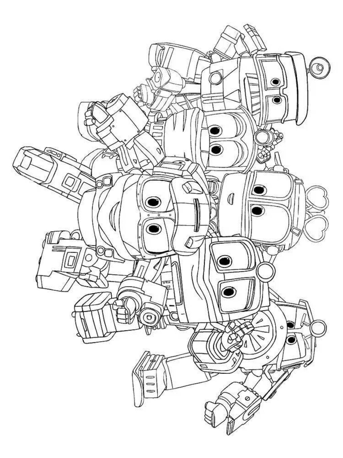 Duke's funny robot train coloring page