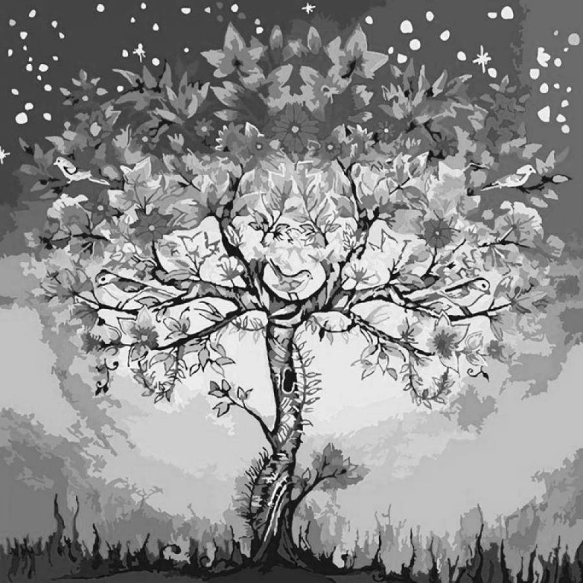 Фото Игривая раскраска по номерам на дереве