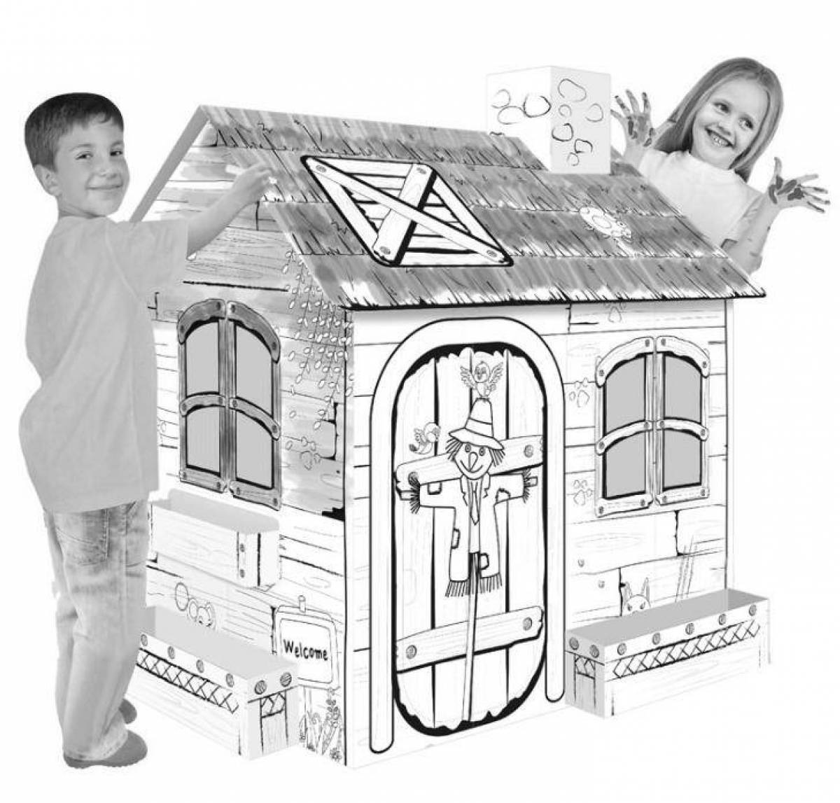 Фото Раскраска sweet cardboard house с фиксированной ценой