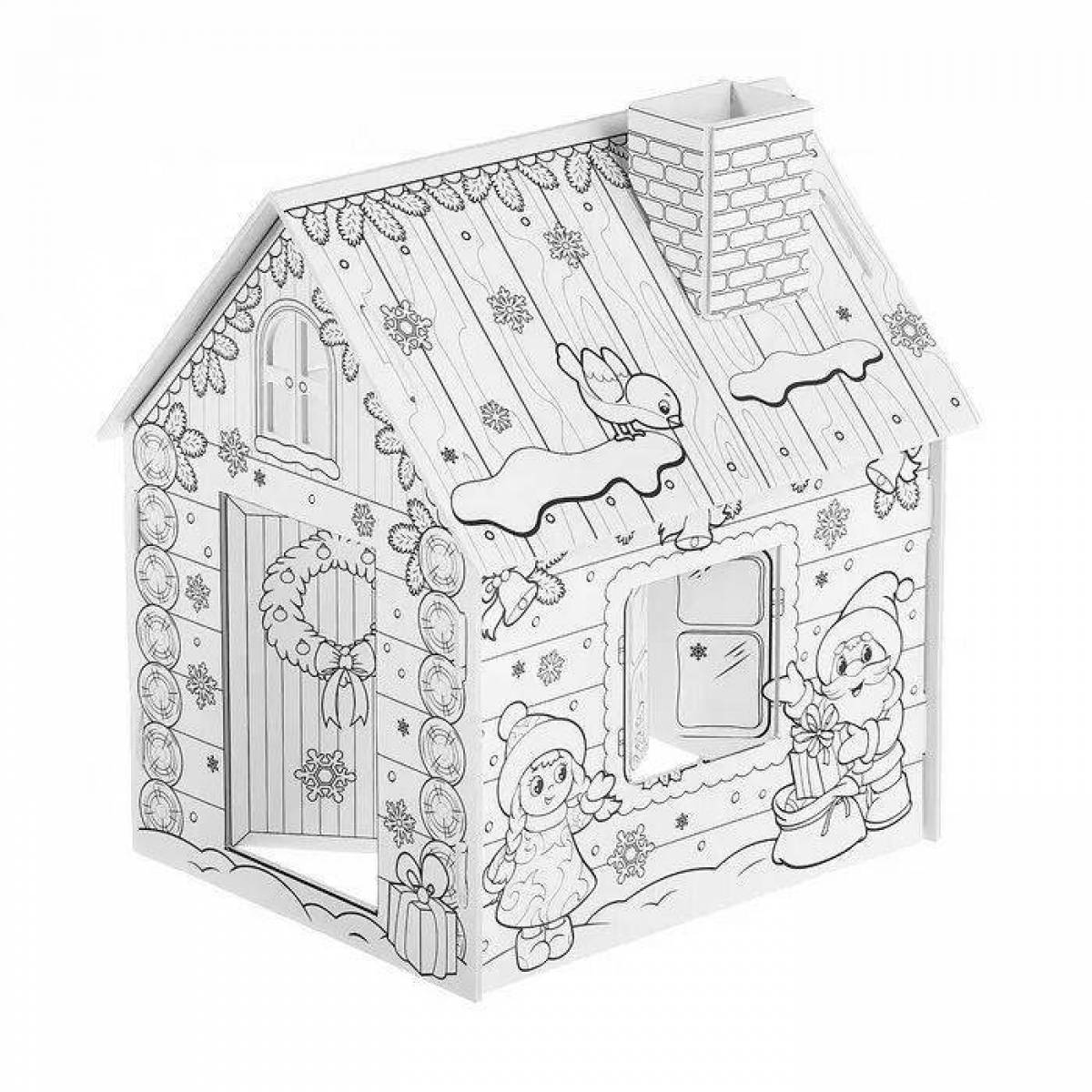 Фото Увлекательный картонный домик с фиксированной ценой раскраски