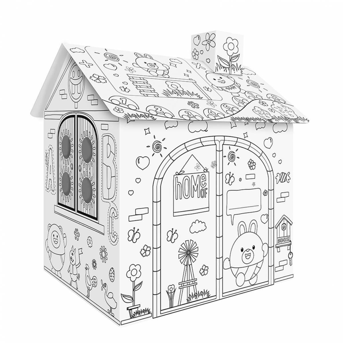 Фото Привлекательная раскраска картонного домика с фиксированной ценой