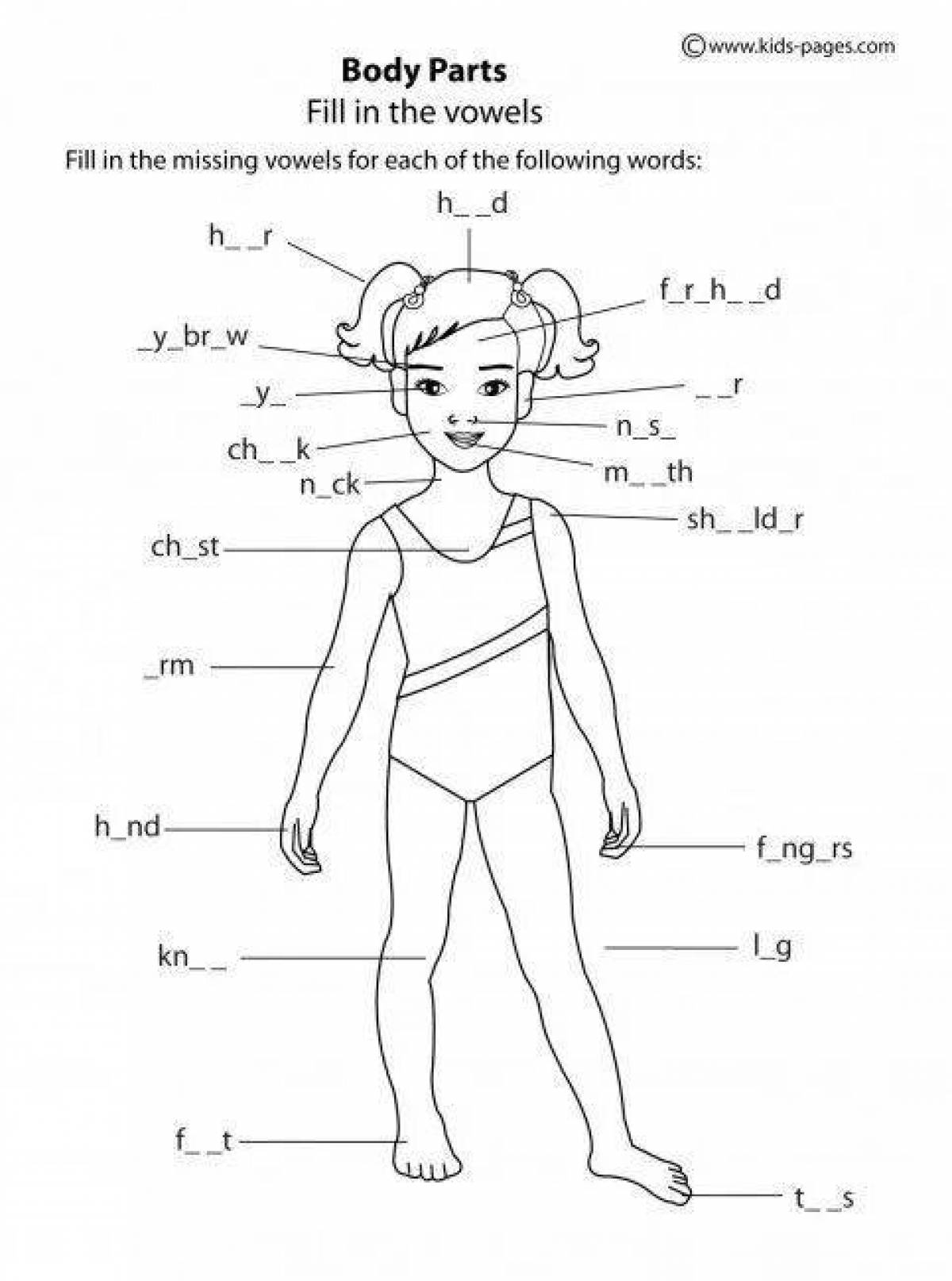 Coloring funny english body parts