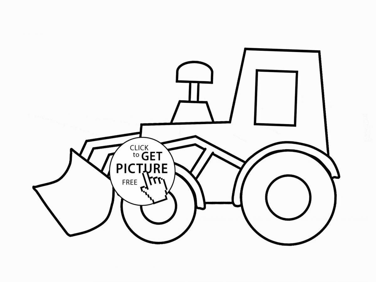 Фото Увлекательный синий трактор с ведром