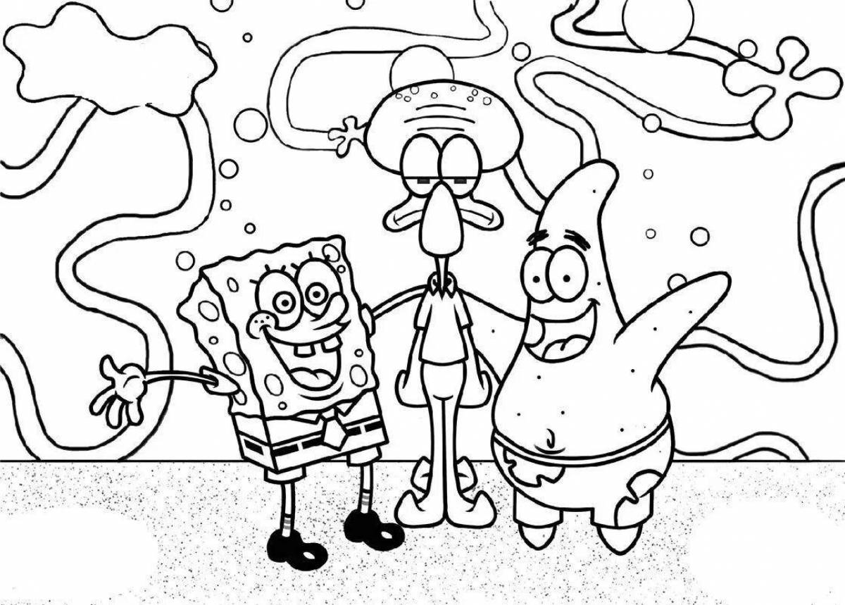 Glowing spongebob and his friends
