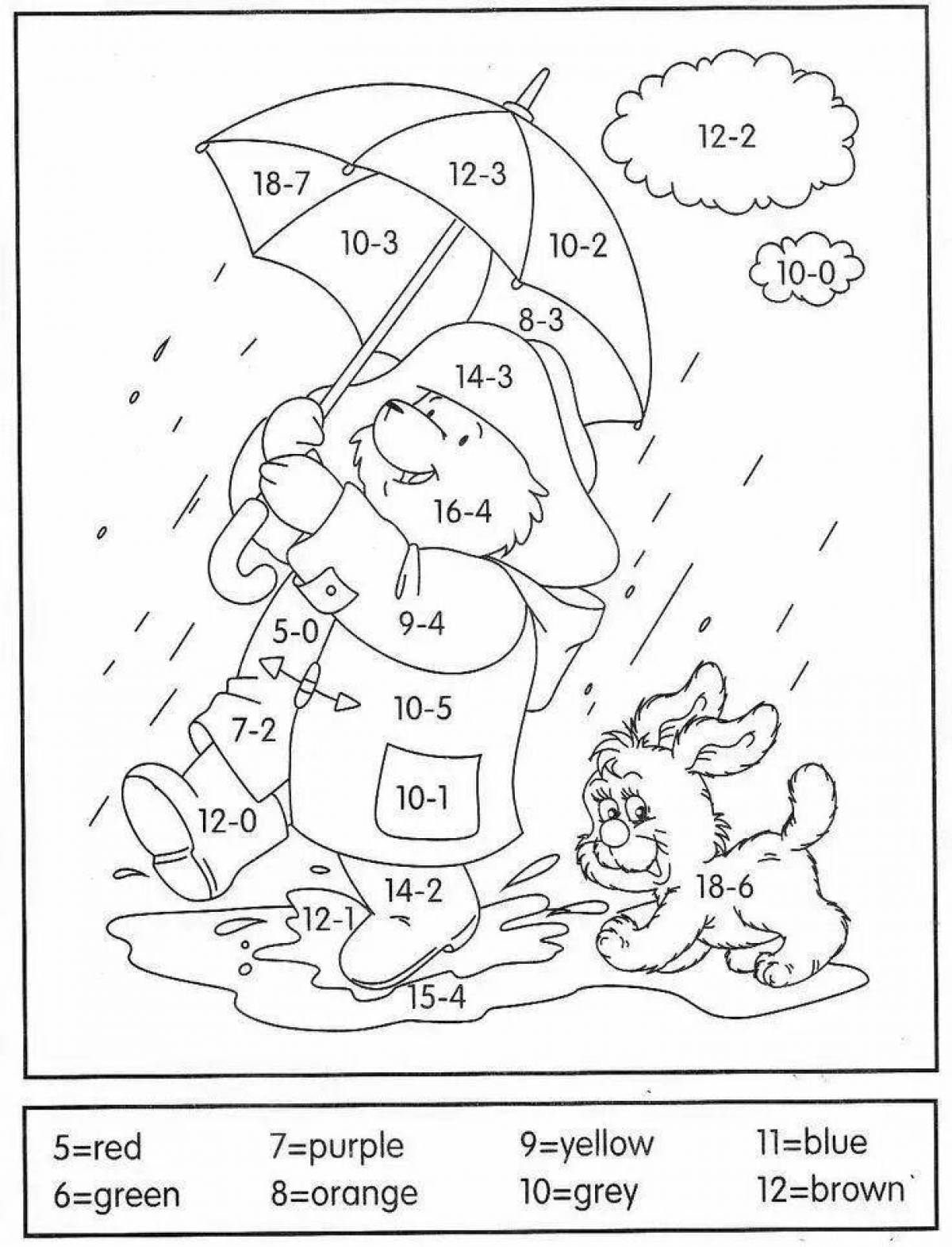 Coloring pages imaginative math Grade 1 score within 20
