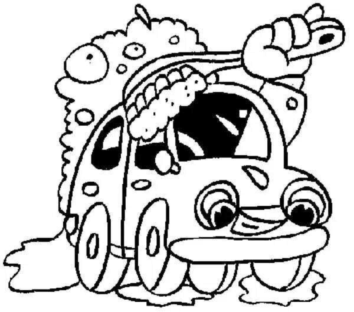 Playful car wash coloring page