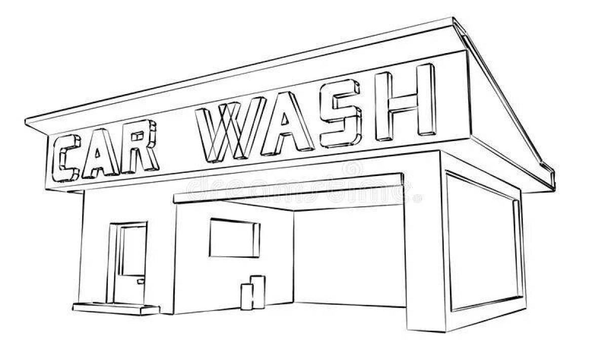 Exciting car wash coloring page