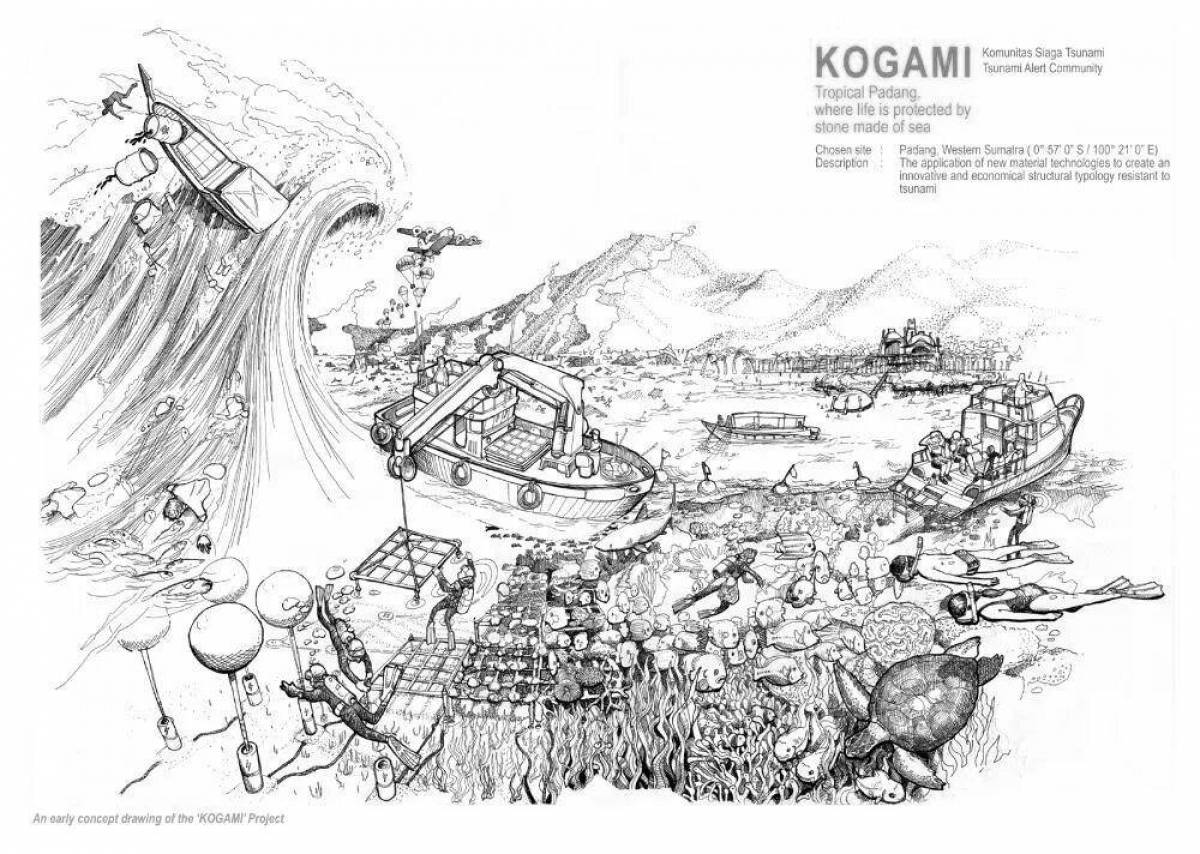 Gorgeous Tsunami coloring page