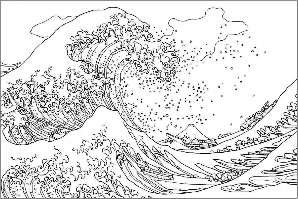 Impressive tsunami coloring book
