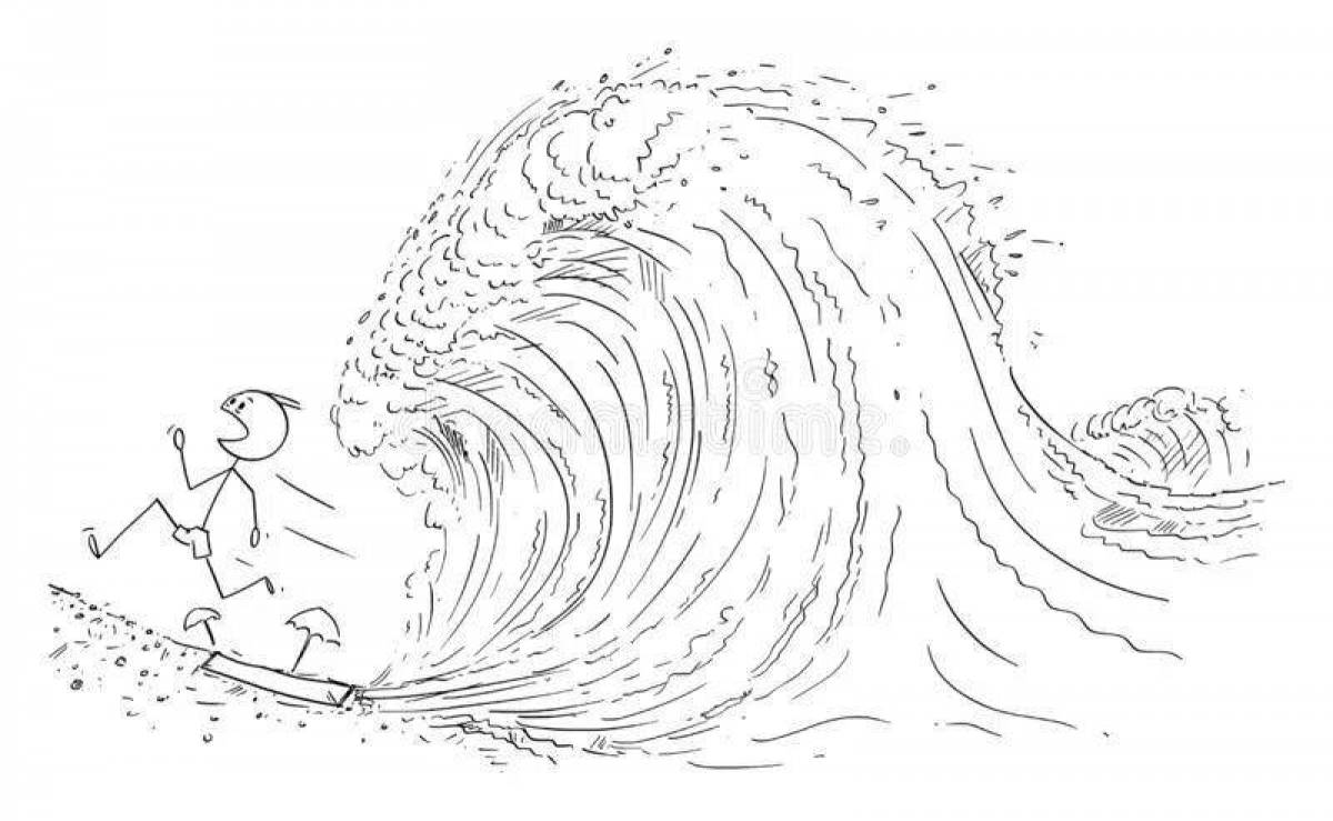 Great tsunami coloring book