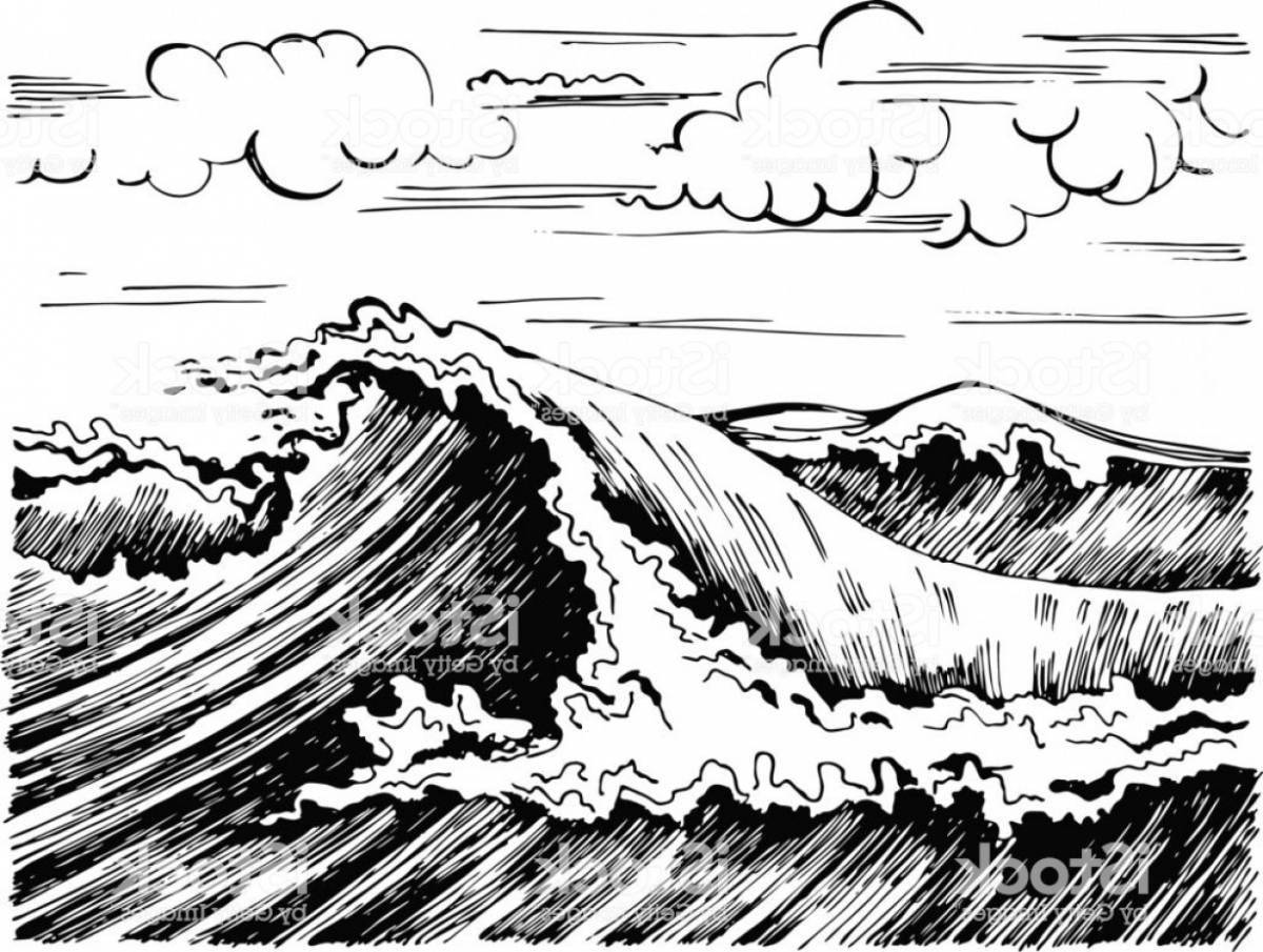 Безупречная страница раскраски цунами