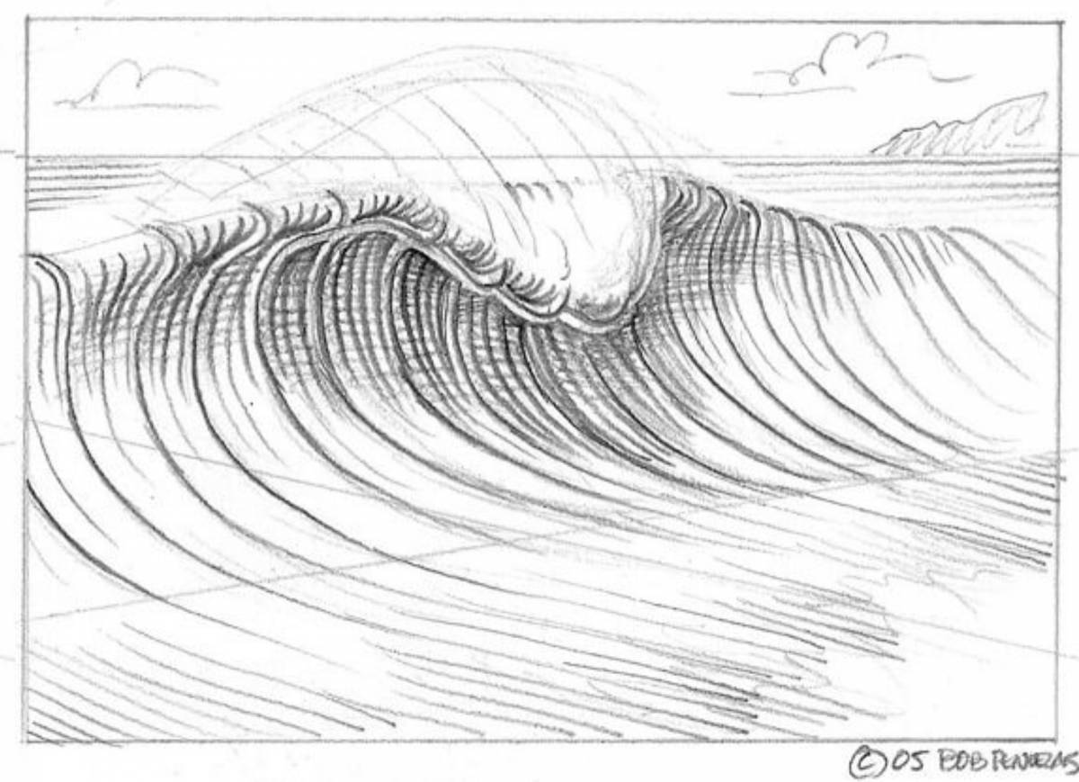 Удивительная страница раскраски цунами