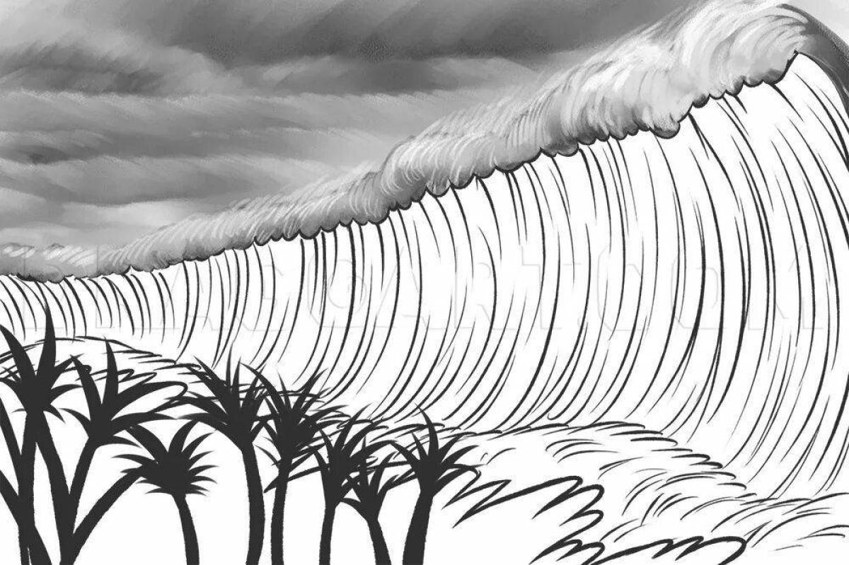 Роскошная раскраска цунами