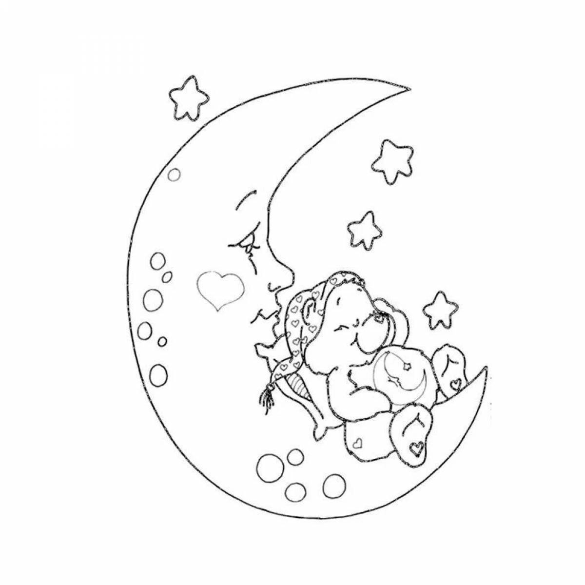 Черный колыбельная. Луна раскраска. Колыбельная раскраска для детей. Рисунок на тему Колыбельная. Луна раскраска для детей.