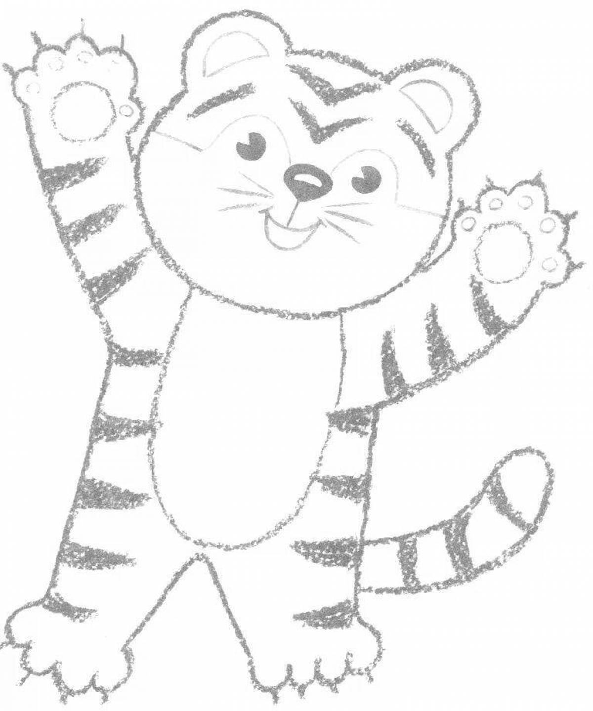 Детский рисунок полосатый кот