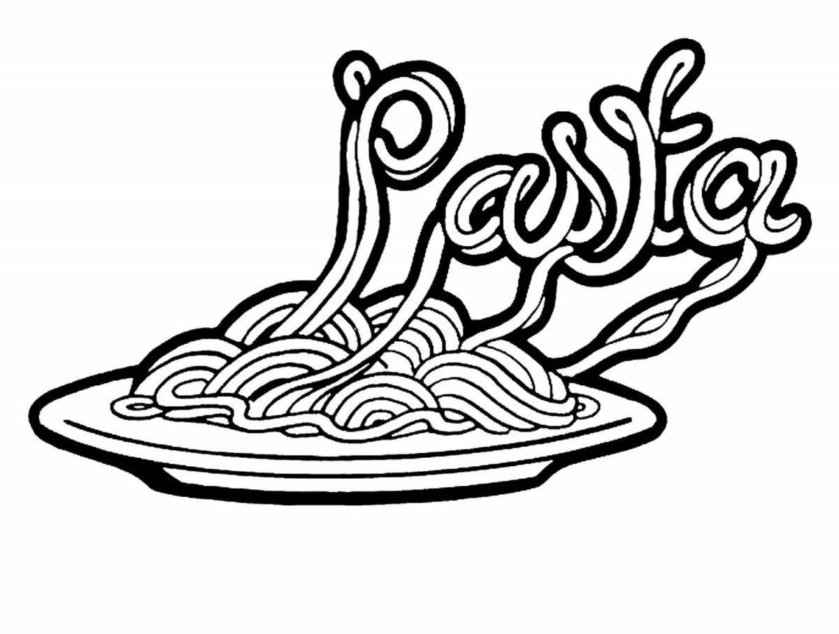 Фото Яркая страница раскраски спагетти