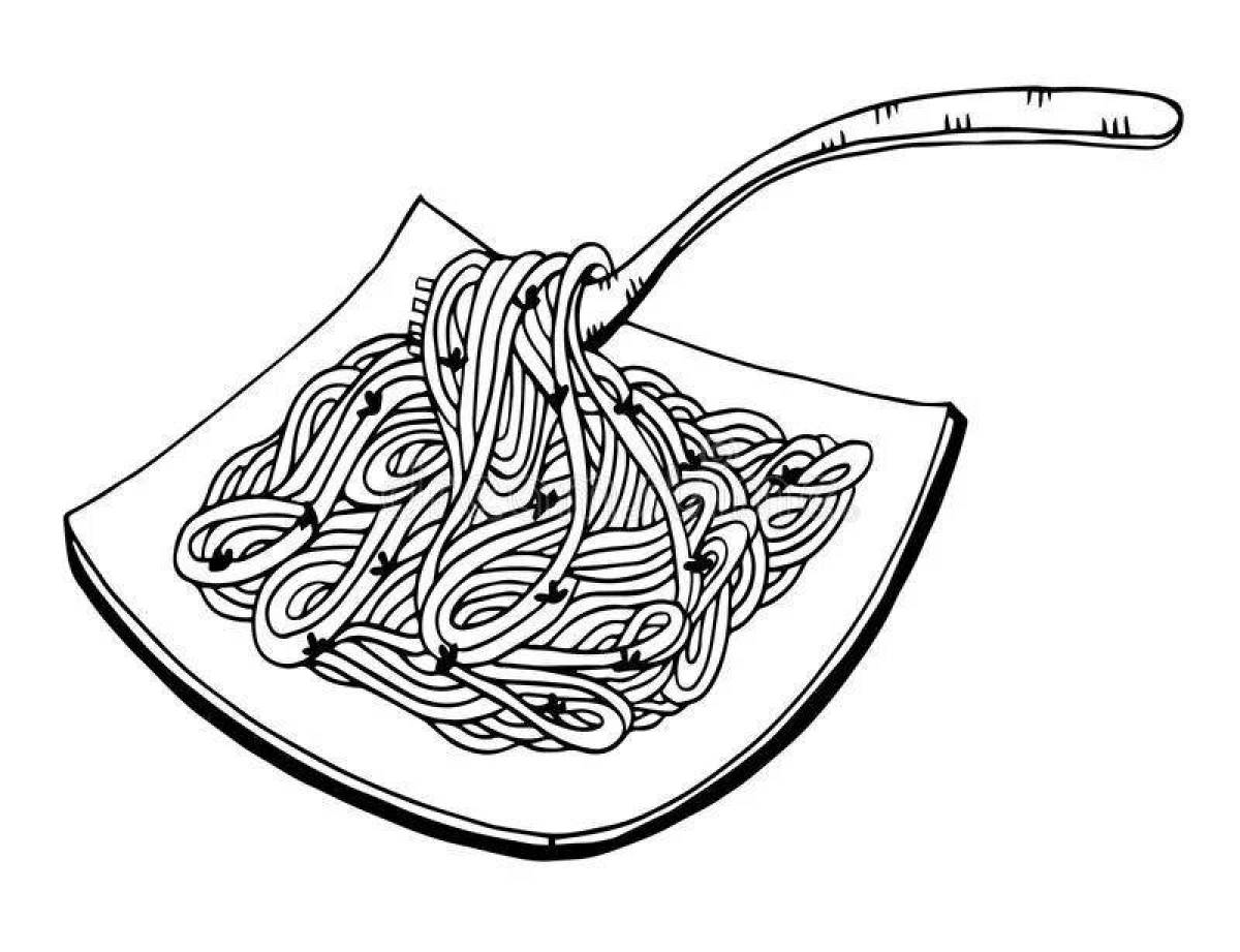 Фото Цветная страница раскраски спагетти