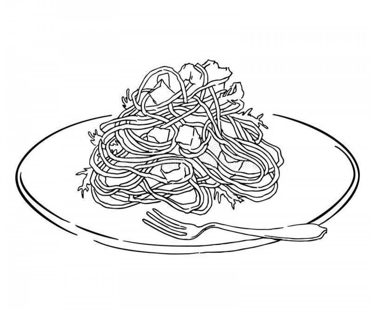 Фото Цветная яркая страница раскраски спагетти