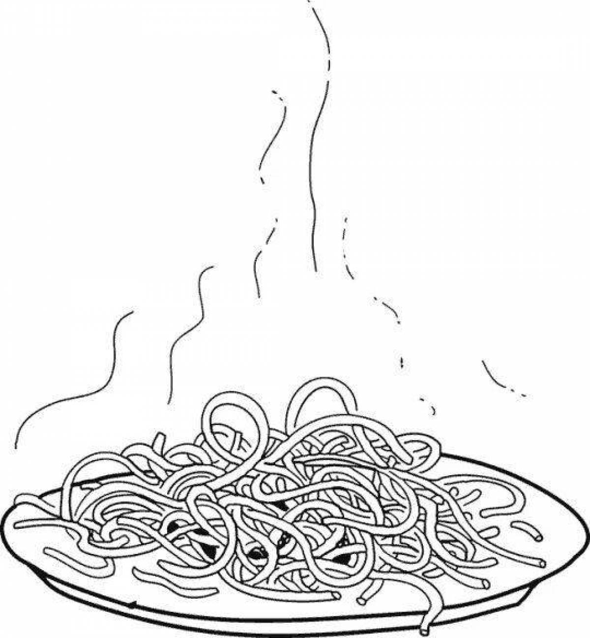 Цветная игривая страница раскраски спагетти