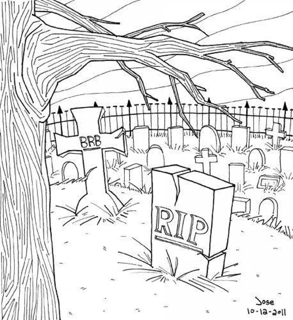 A fascinating grave coloring page