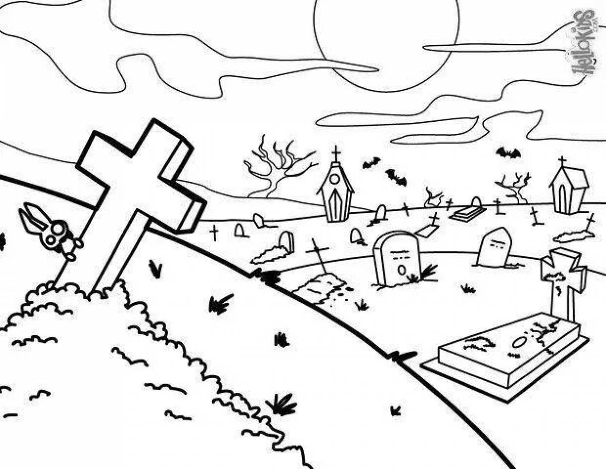 Delightful grave coloring page