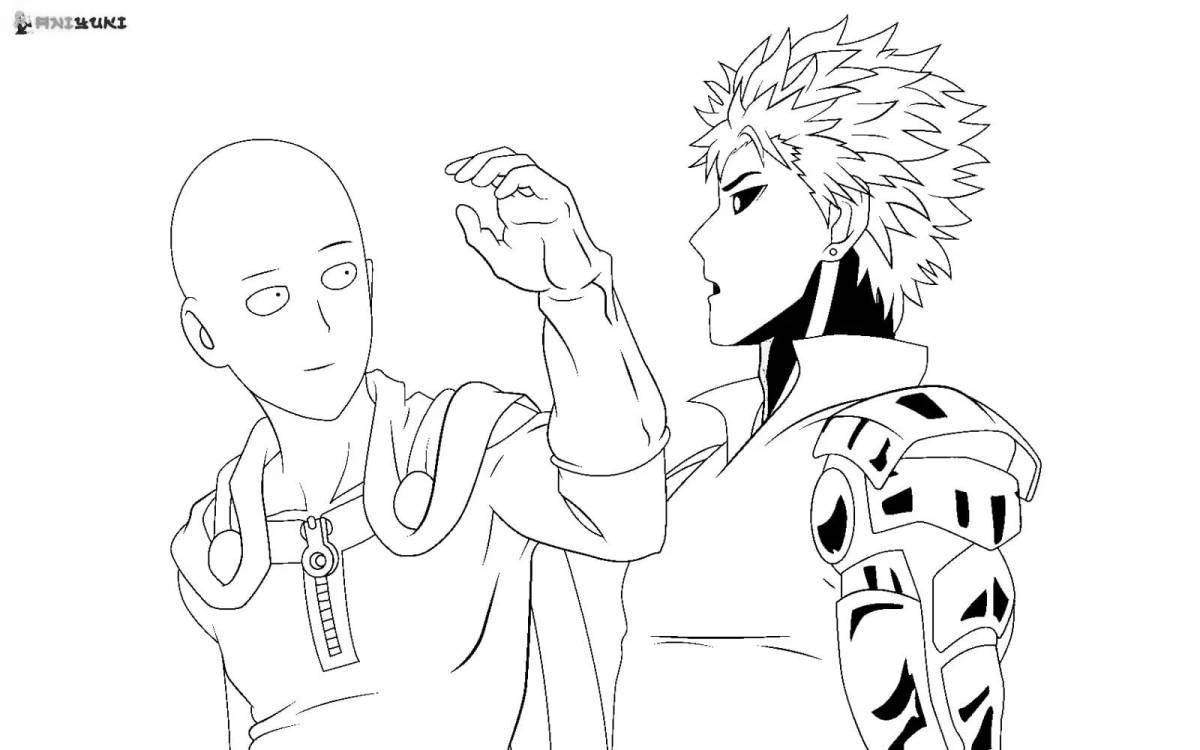 Glowing one-punchman coloring page