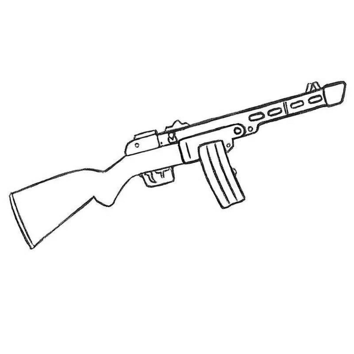 Раскраска пистолет-пулемет ППШ